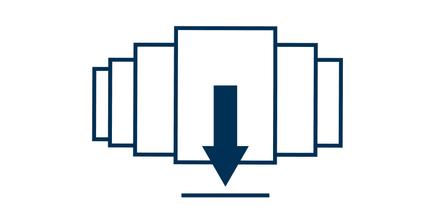 Icon TROX EPD Download der EPDs blauer Pfeil der runter zeigt mit Dokumenten